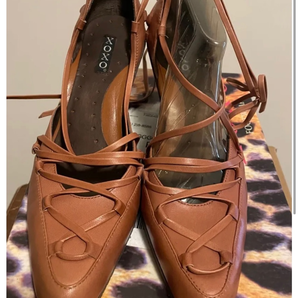 XOXO Wedges, Camel, Size 8.5